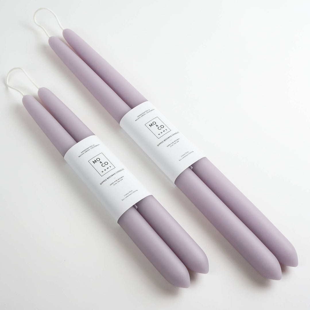 14" Dipped Beeswax Taper Candles | Lavender
