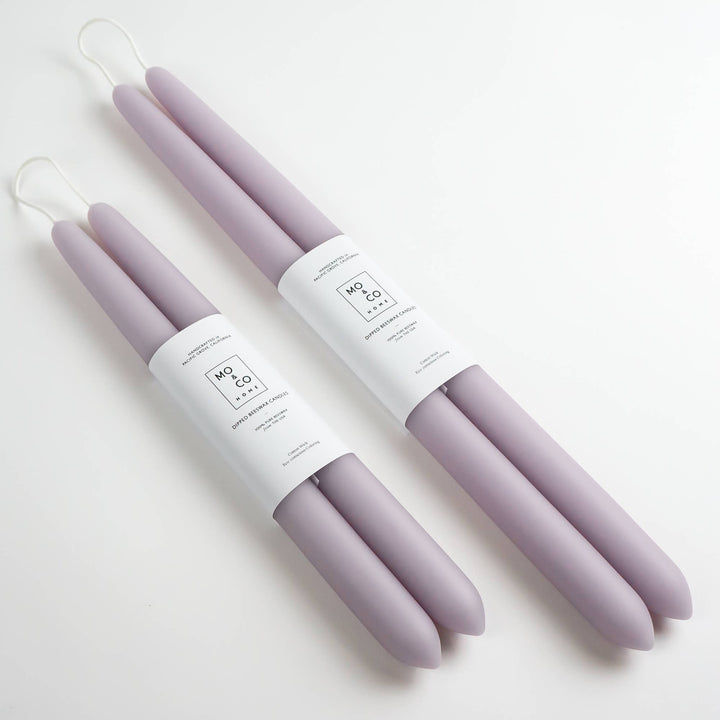 14" Dipped Beeswax Taper Candles | Lavender