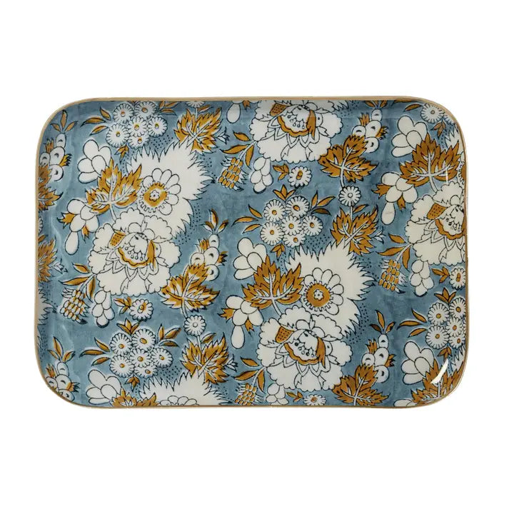 Floral Enamel Metal Tray