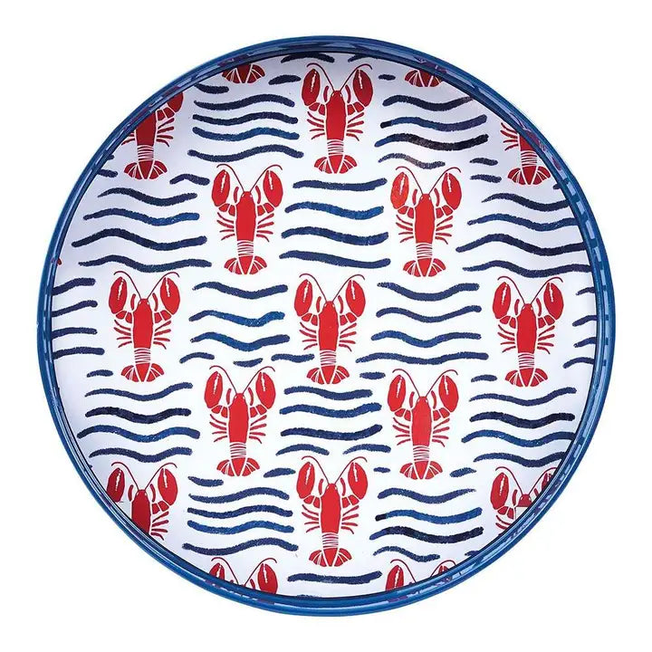 Lobster Waves 15" Round Tray
