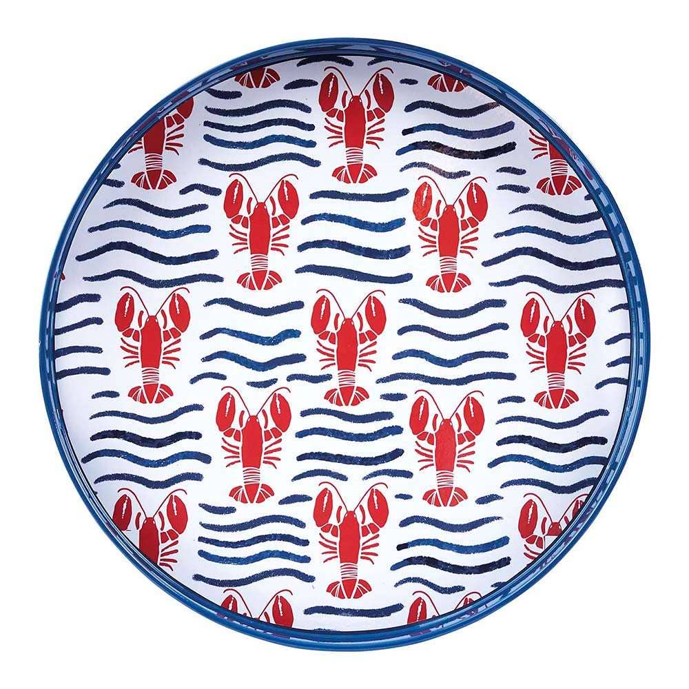 Lobster Waves 15" Round Tray