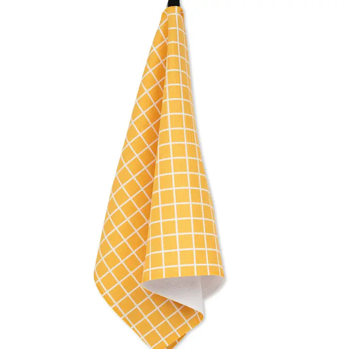 Summer Grid Orange Tea Towel