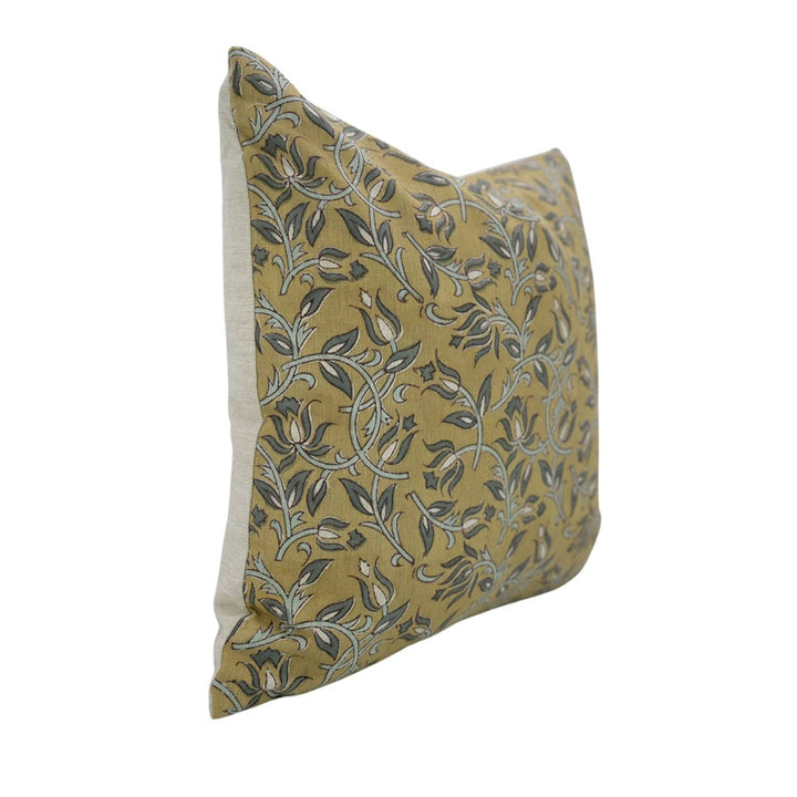 Natural Block Print Linen Blend Pillow, 20" x 20"
