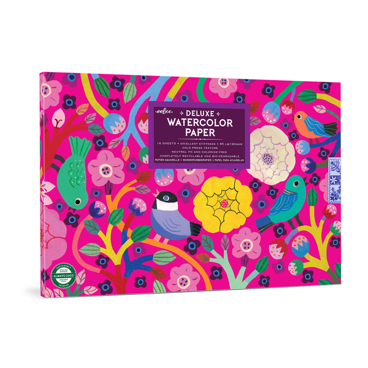 Birds In Fuchsia Watercolor Cold Press Watercolor Paper