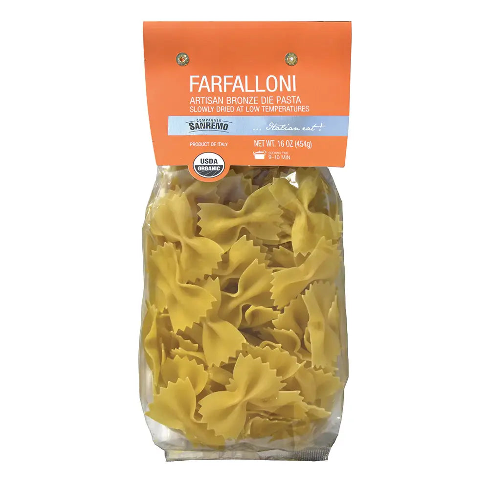 Co. Sanremo Organic Artisan Farfalloni Pasta, 1 Lb.