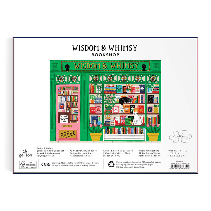 Wisdom & Whimsy Bookshop Foil Puzzle, 1000 Piece