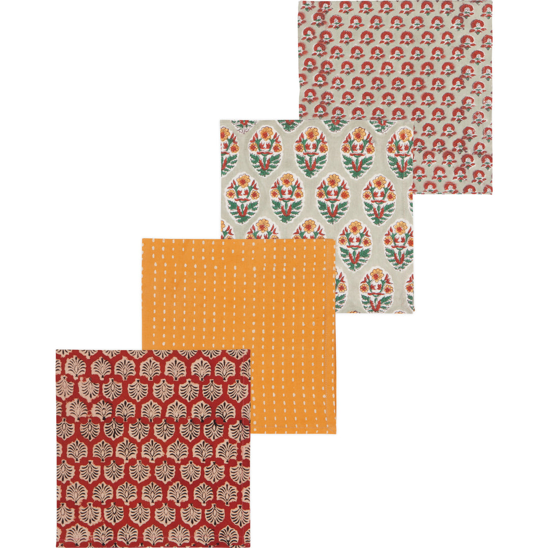 Field Block Print Napkins, Set Of 4