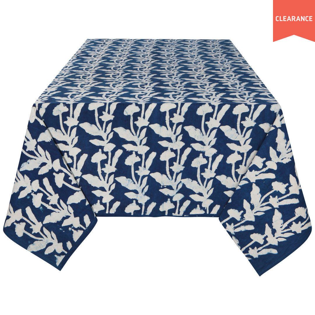 Flourish Block Print Tablecloth 90 x 60 inch