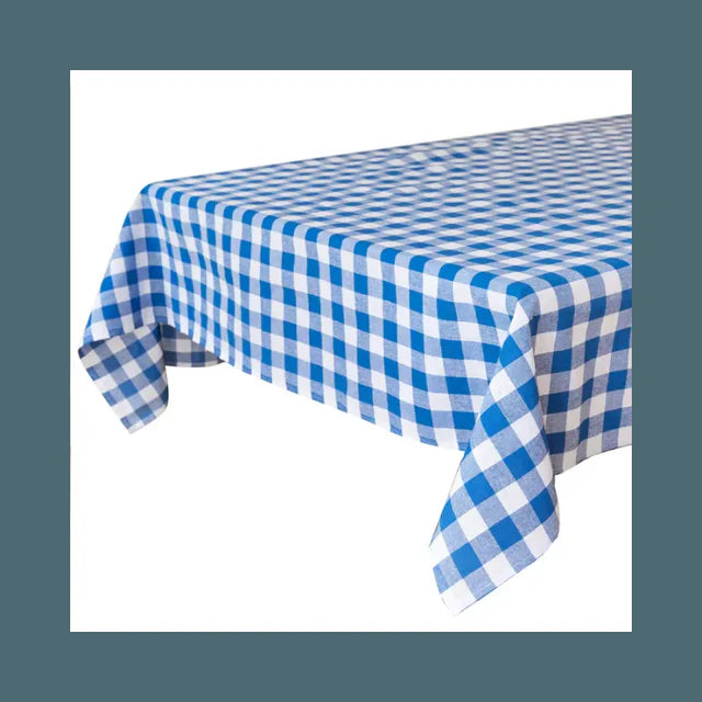 Blue & White Fabric Gingham Tablecloth