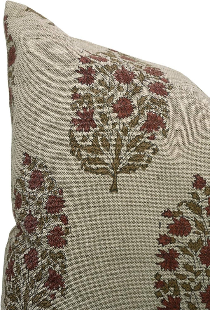 Traditional Block Design Linen Blend Pillow, 20" x 20"