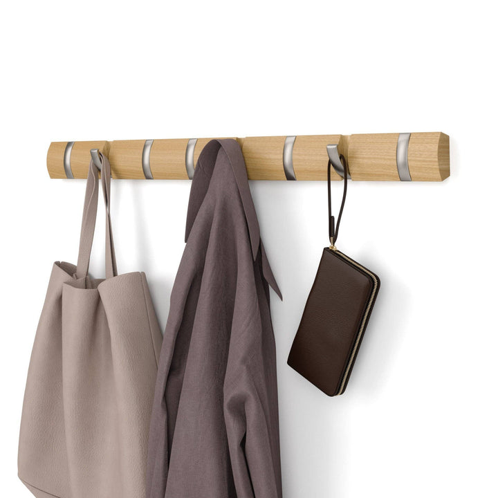 Natural & Nickel Flip 8 Wall Hook