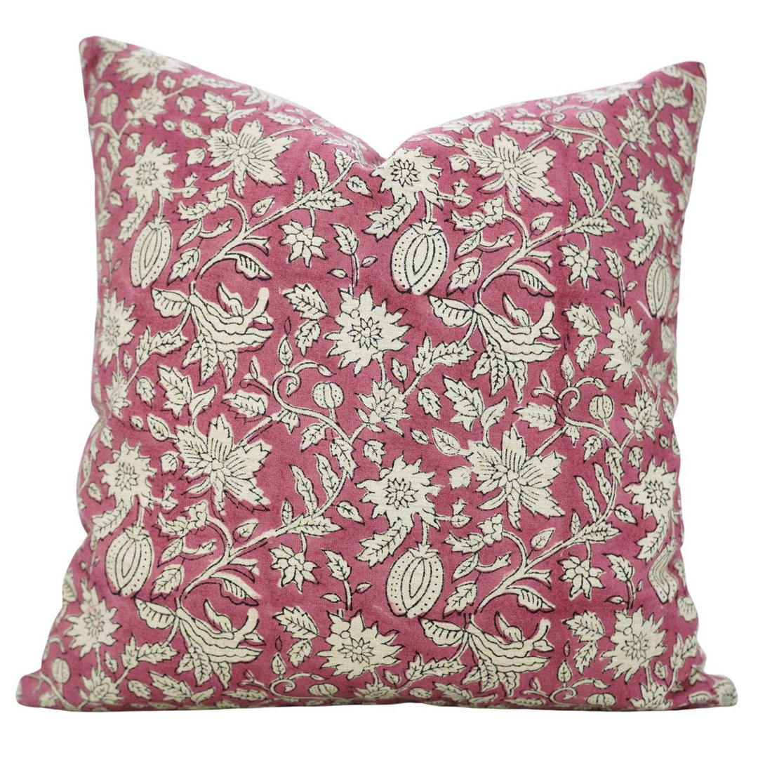 Hand Block Print Linen Blend Pillow, 20" x 20"