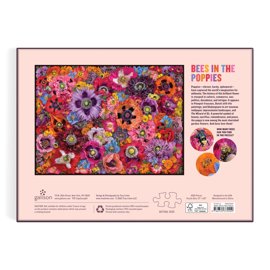 Bees In The Poppies Puzzle, 1000 Piece