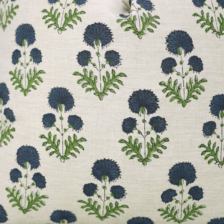 Crafted Block Print Design Linen Blend Pillow, 20" x 20"