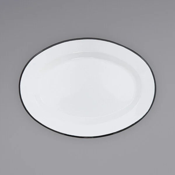 White Solid Oval Platter