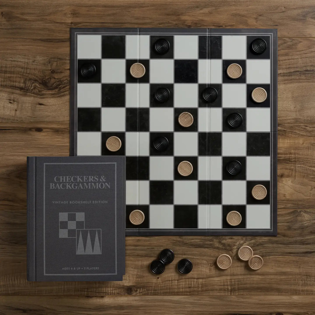 Checkers & Backgammon | Vintage Bookshelf Edition