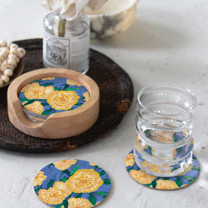 Bursts Of Marigolds Coasters, Set of 4