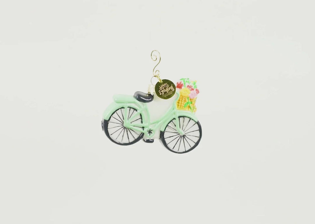 Bicycle Hand-Painted Glass Ornament