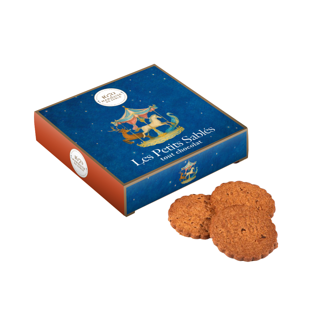 Chocolate Sables Shortbread Cookies In Christmas, Carousel Gift Box
