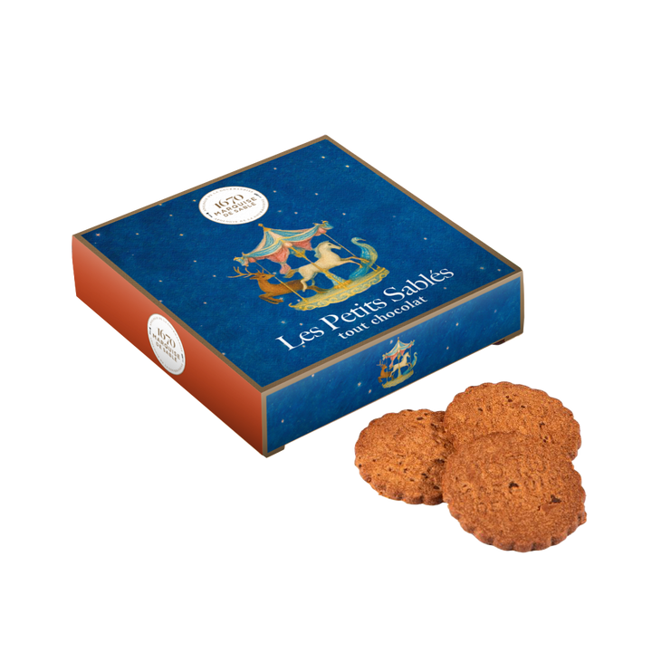 Chocolate Sables Shortbread Cookies In Christmas, Carousel Gift Box