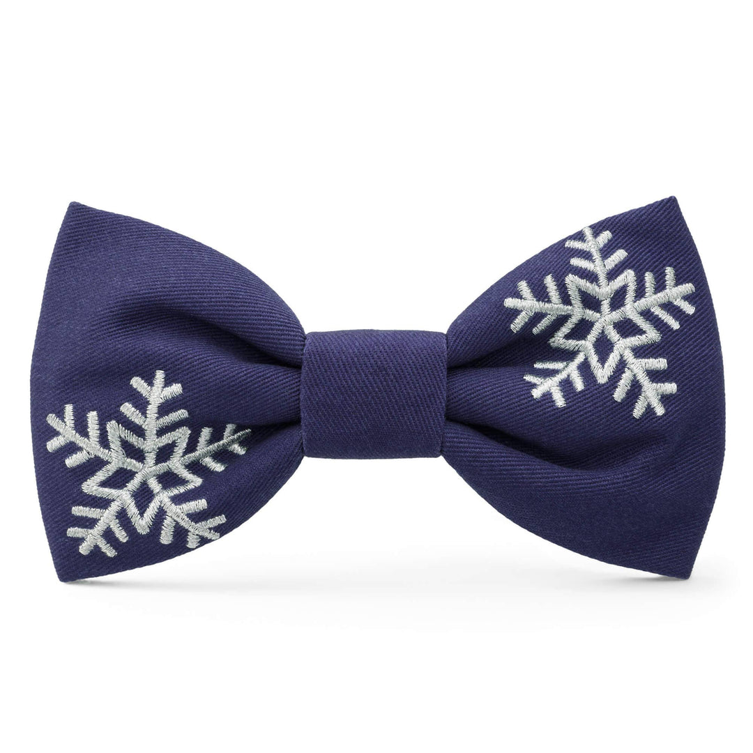 Snowflakes Embroidered Dog Bow Tie, Large