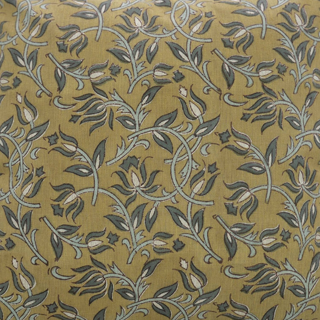 Natural Block Print Linen Blend Pillow, 20" x 20"