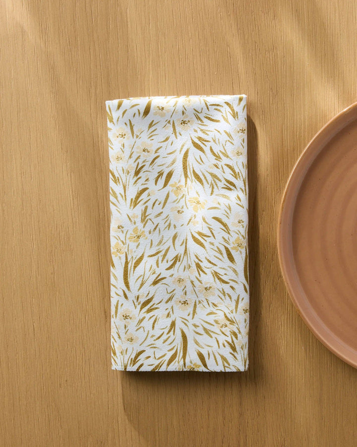 Yellow Floral Dinner Napkin Set