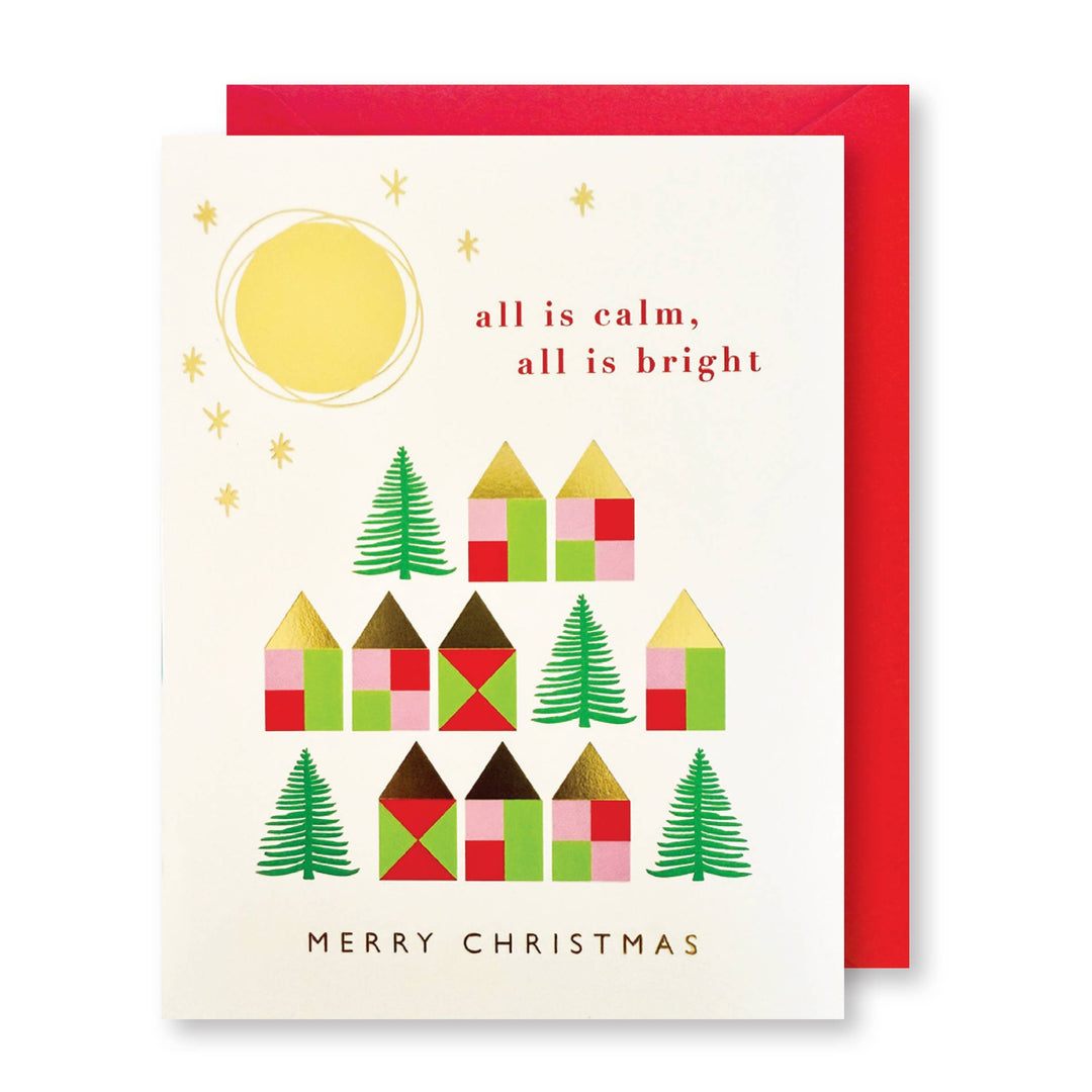 Gold Houses Christmas Card