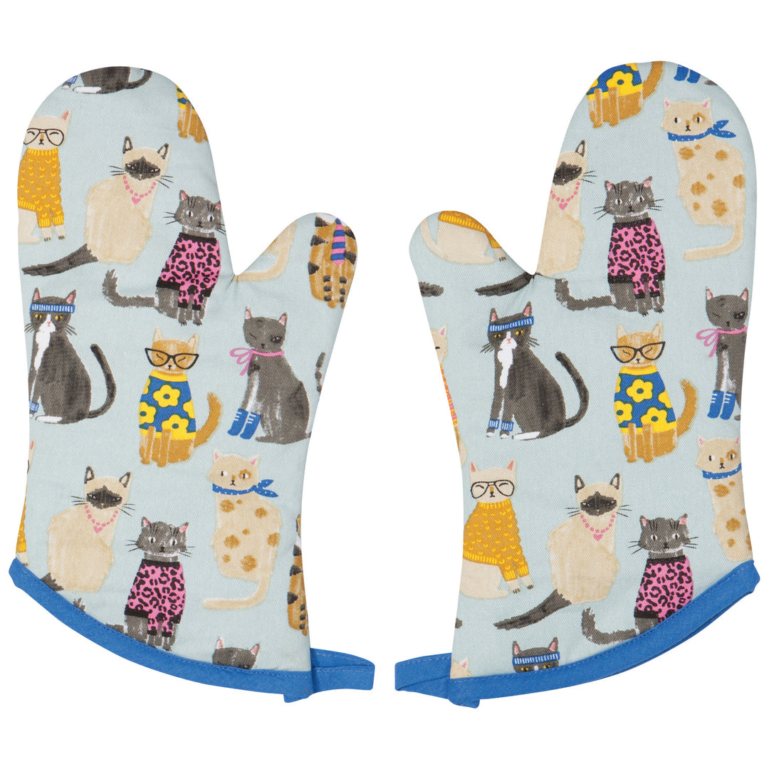 Feline Fine Oven Mitts, Set Of 2