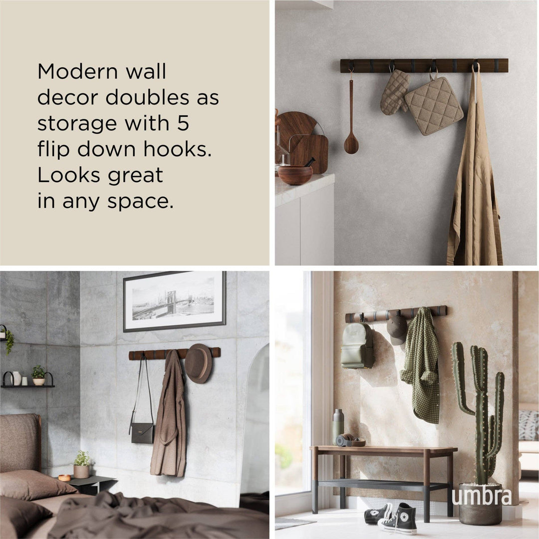 Natural & Nickel Flip 8 Wall Hook