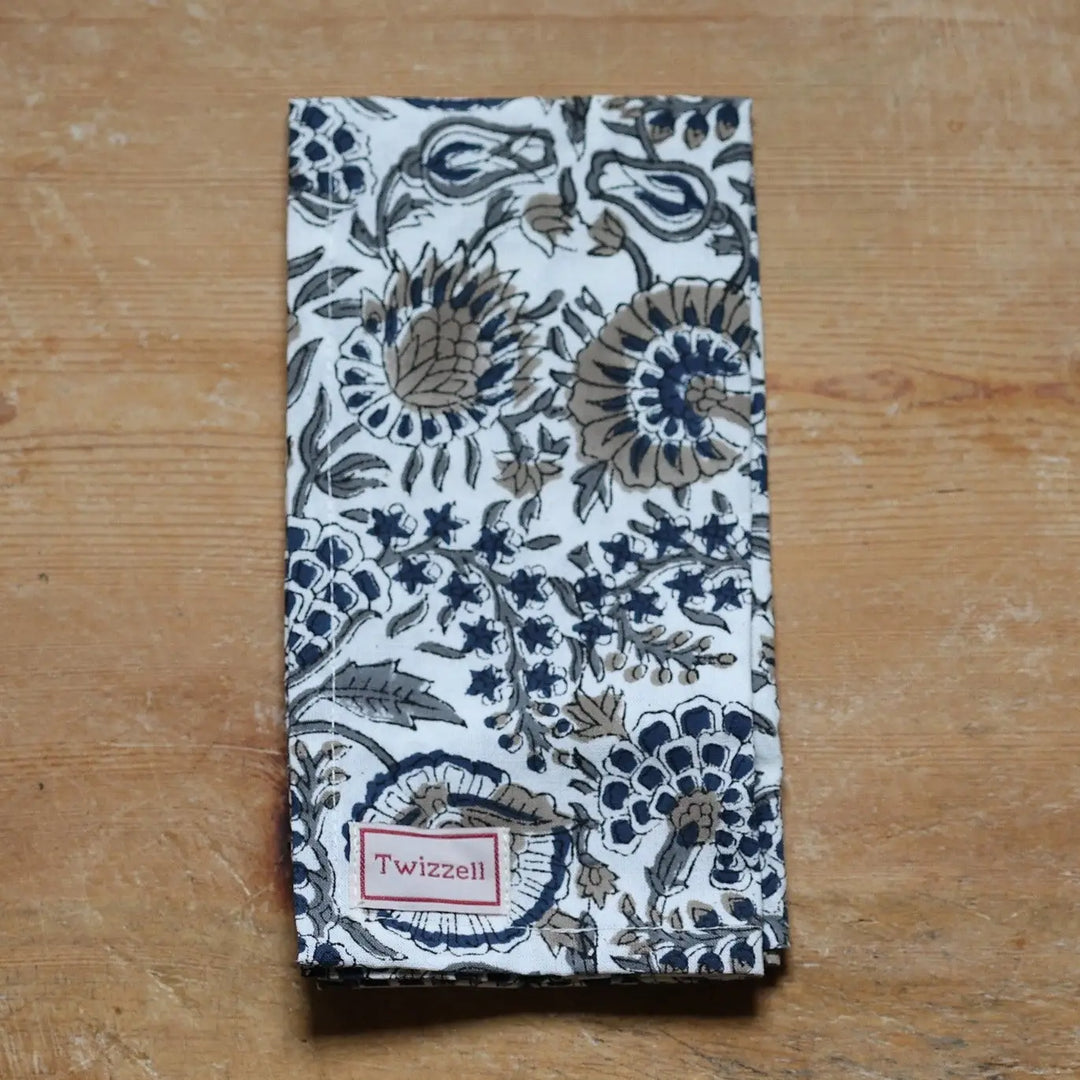 Slate Floral Cloth Napkin, Set Of 4