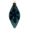 Navy Flocked Snowflake Teardrop Glass Ornament
