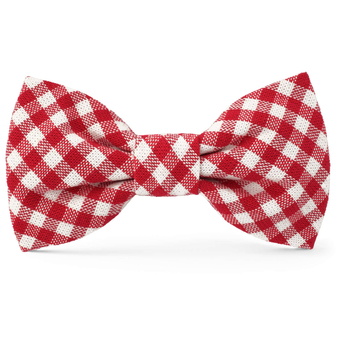 Red Gingham Dog Bow Tie: Large