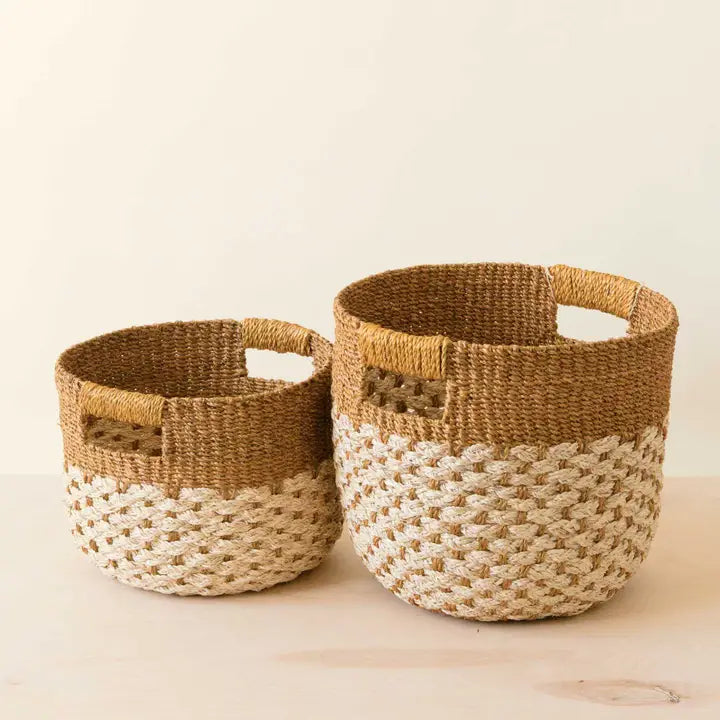 Natural Golden Brown Round Baskets