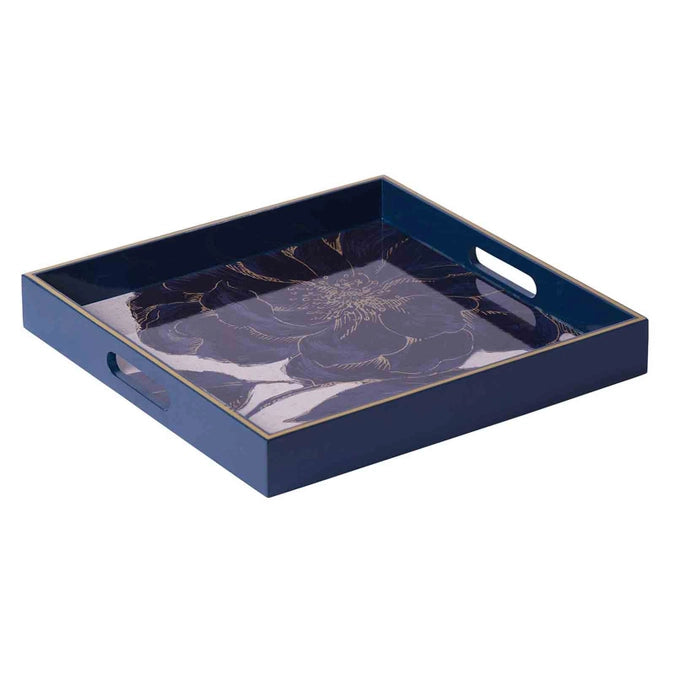 Indigo Garden 15" Square Art Tray