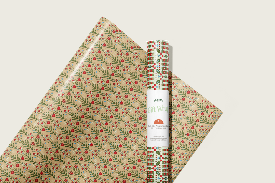 Holly Florals Double Sided Gift Wrap Sheets | Roll Of 3 Sheets