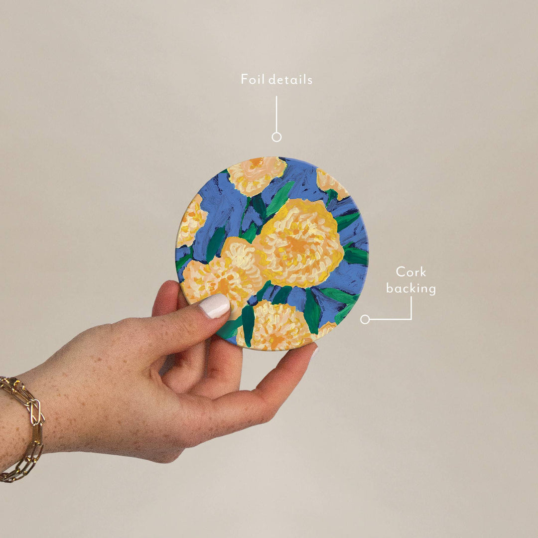 Bursts Of Marigolds Coasters, Set of 4