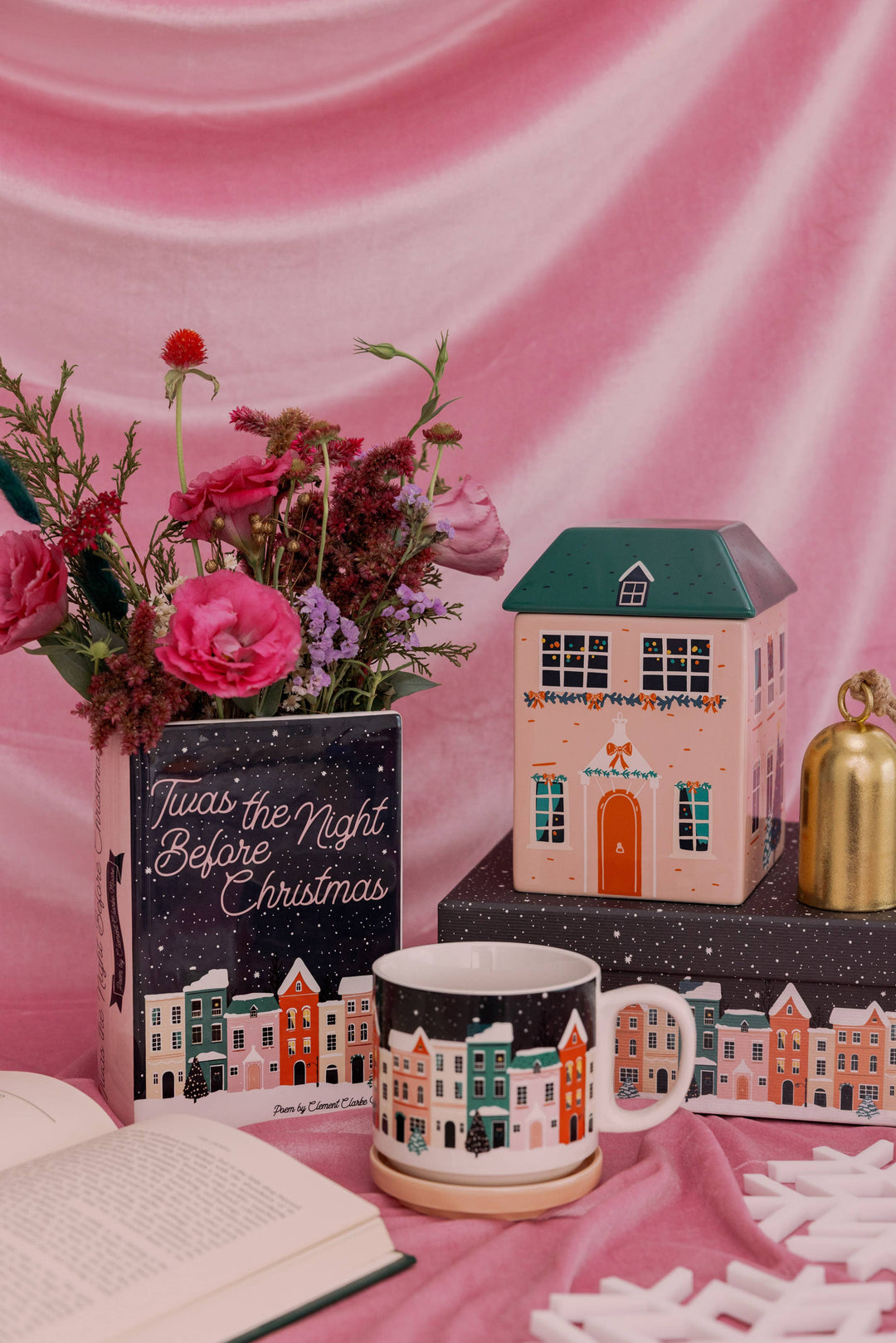 Ceramic Mug with Coaster Lid, Holiday Village