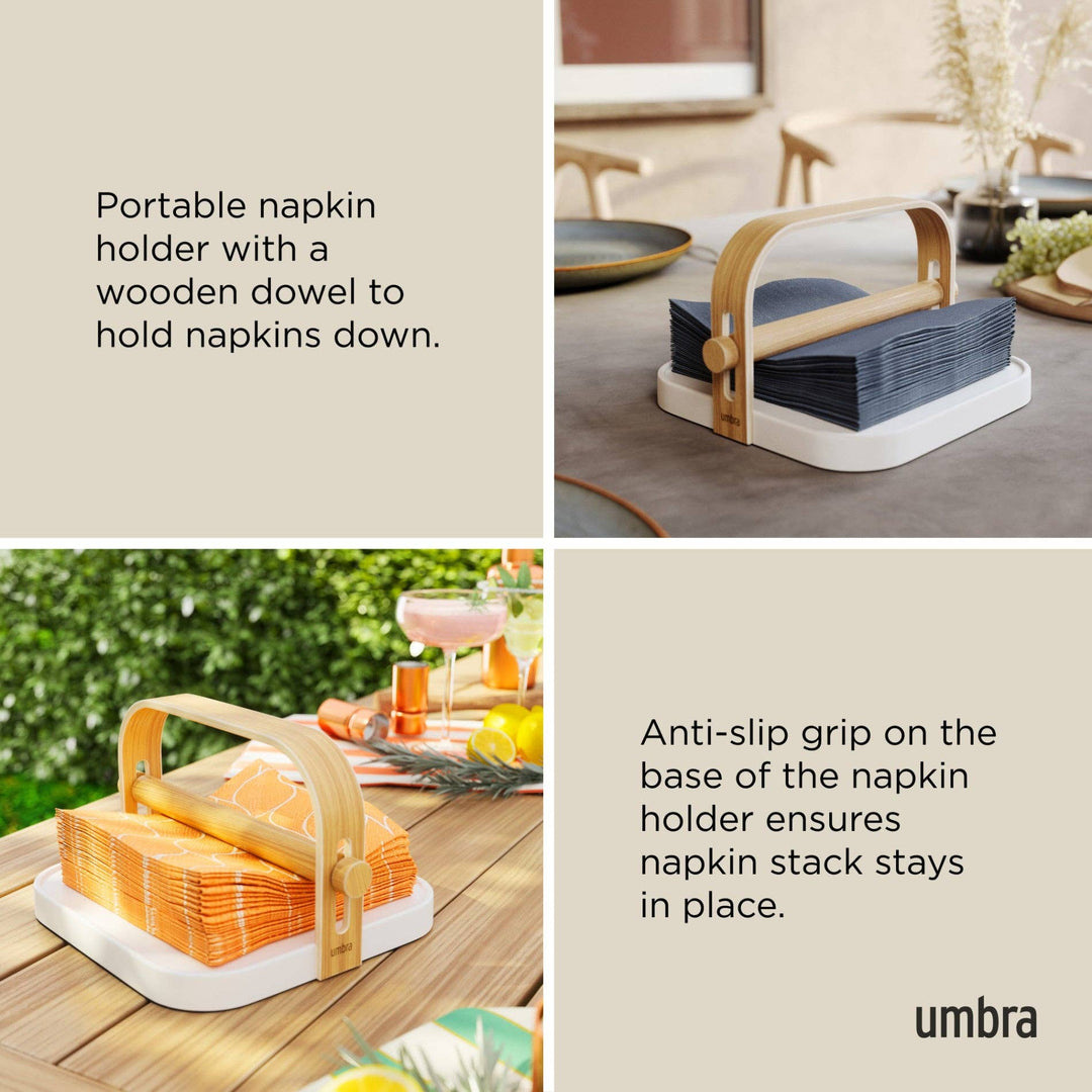 White & Natural Bellwood Napkin Holder