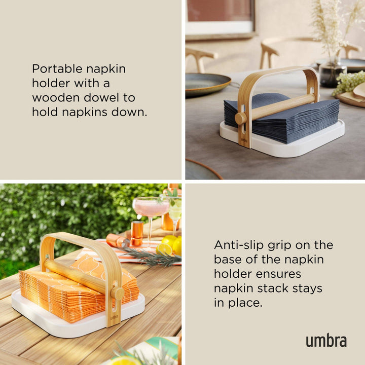 White & Natural Bellwood Napkin Holder