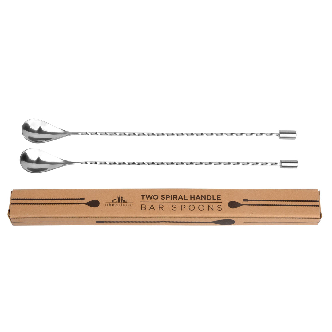 Stainless Steel Bar Spoons With Spiral Handle, Set of 2