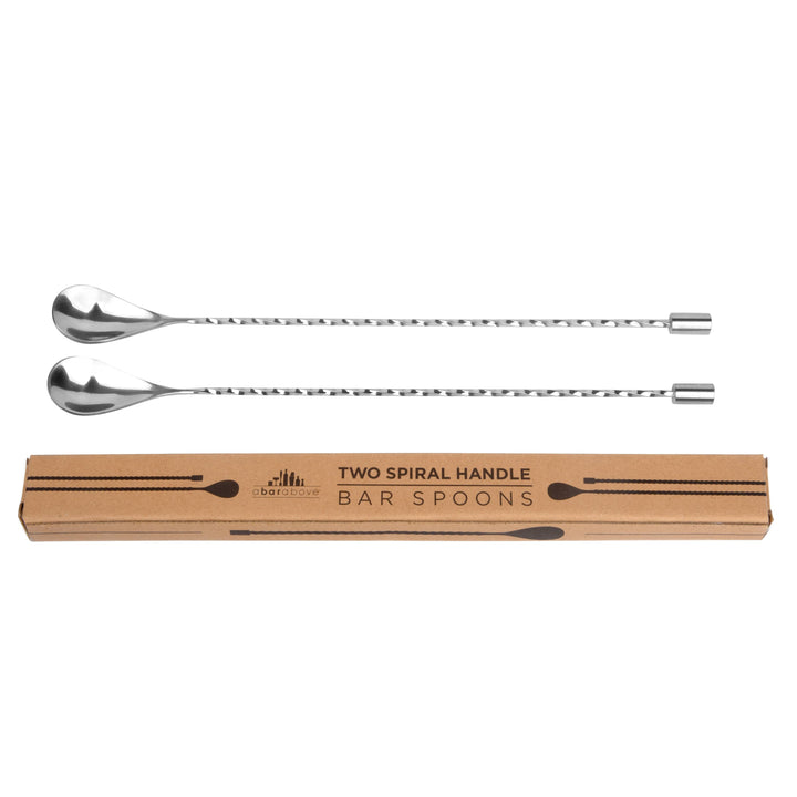 Stainless Steel Bar Spoons With Spiral Handle, Set of 2
