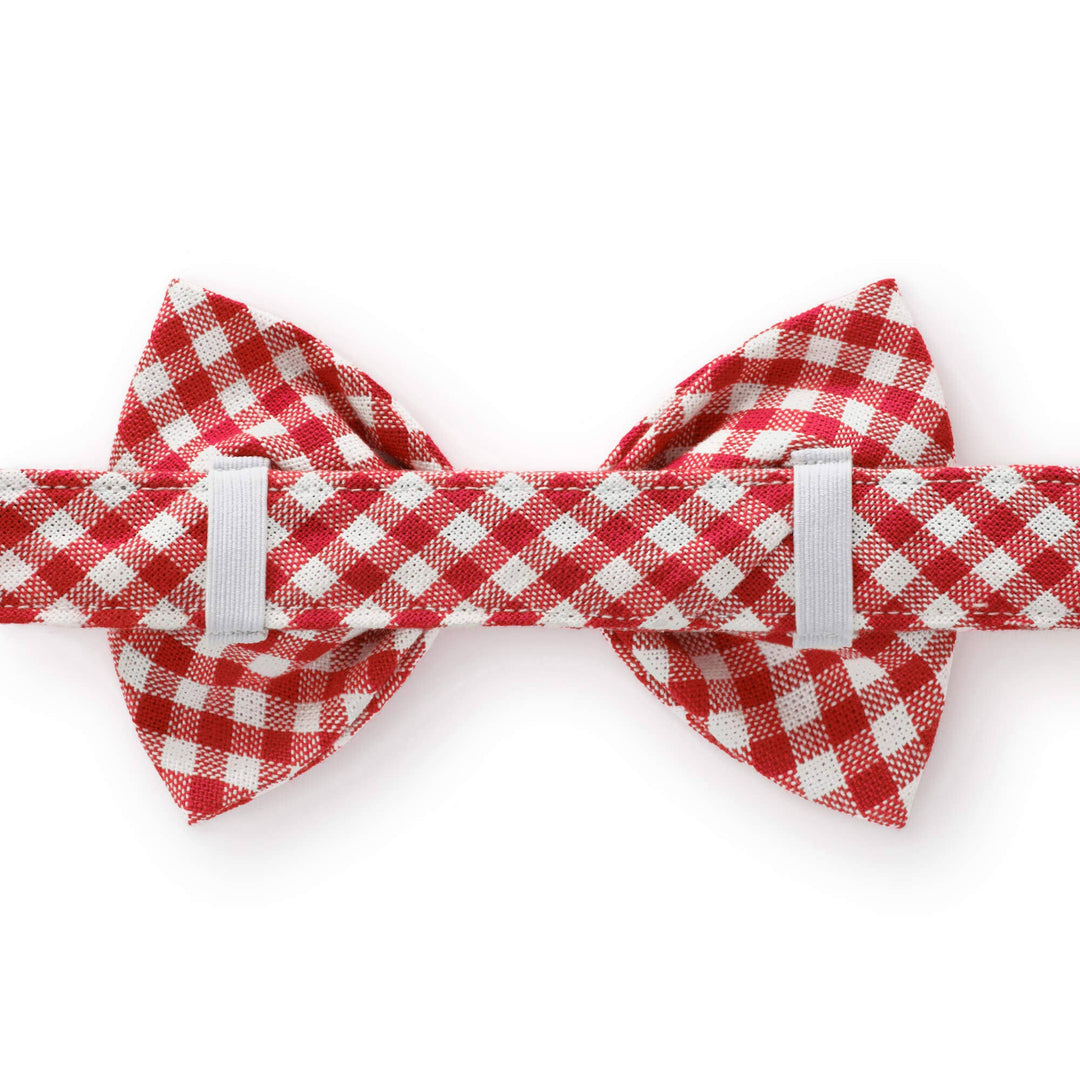 Red Gingham Dog Bow Tie: Large