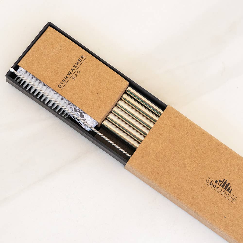 Stainless Steel Cocktail Short Straws, Set of 6