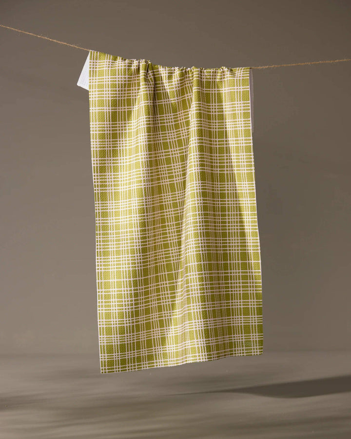 Orchard Plaid Green Tea Towel