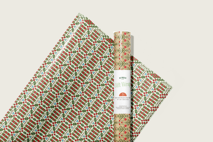 Holly Florals Double Sided Gift Wrap Sheets | Roll Of 3 Sheets