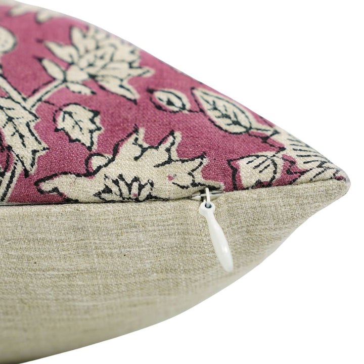 Hand Block Print Linen Blend Pillow, 20" x 20"