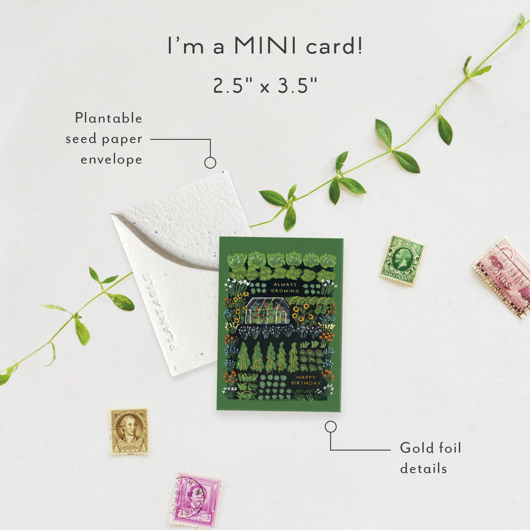 Garden Greenhouse Sprout - Mini Birthday Card