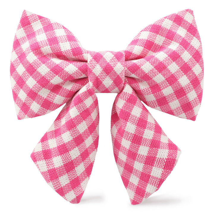 Hot Pink Gingham Lady Dog Bow: Large