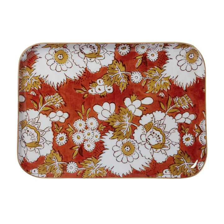 Floral Enamel Metal Tray
